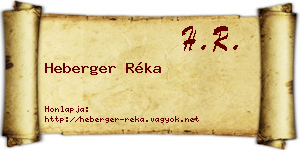 Heberger Réka névjegykártya